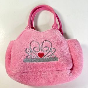 Childs Soft Pink Fabric Purse with Handles Aurora Branded Embroidered Heart